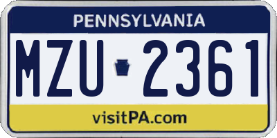 PA license plate MZU2361