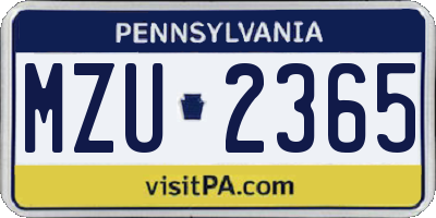 PA license plate MZU2365