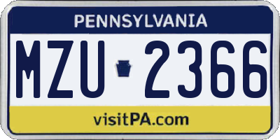 PA license plate MZU2366