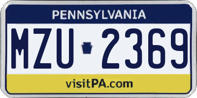 PA license plate MZU2369