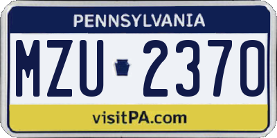 PA license plate MZU2370