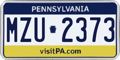 PA license plate MZU2373