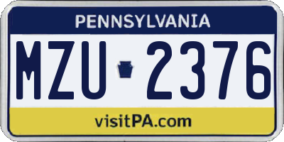 PA license plate MZU2376