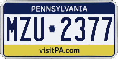 PA license plate MZU2377