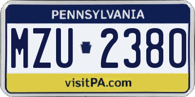 PA license plate MZU2380
