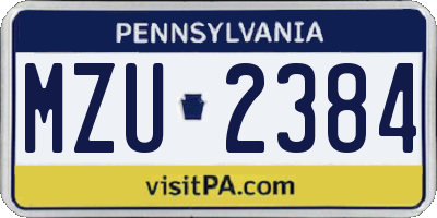 PA license plate MZU2384
