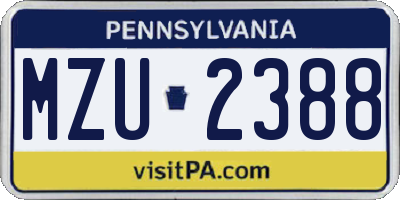 PA license plate MZU2388