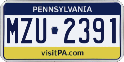 PA license plate MZU2391