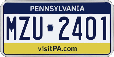 PA license plate MZU2401