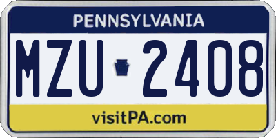 PA license plate MZU2408