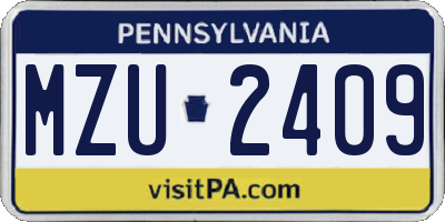 PA license plate MZU2409