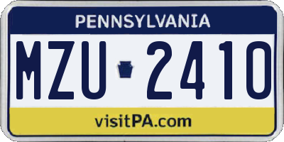 PA license plate MZU2410