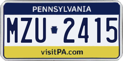 PA license plate MZU2415