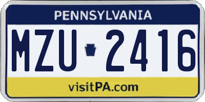 PA license plate MZU2416