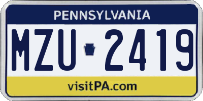 PA license plate MZU2419