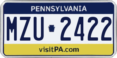 PA license plate MZU2422