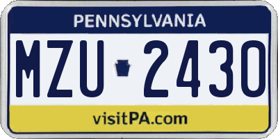 PA license plate MZU2430