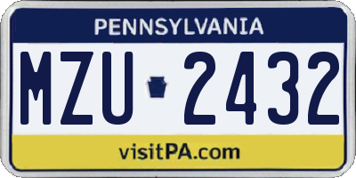 PA license plate MZU2432