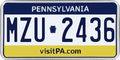 PA license plate MZU2436