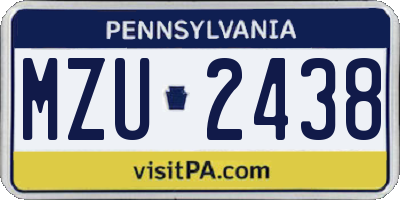 PA license plate MZU2438