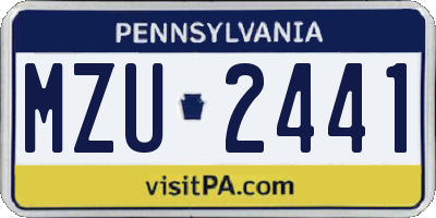 PA license plate MZU2441