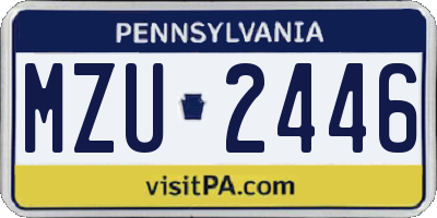PA license plate MZU2446