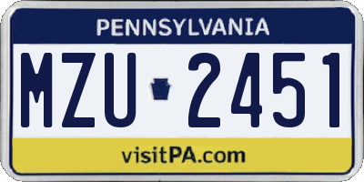 PA license plate MZU2451