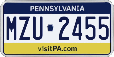 PA license plate MZU2455