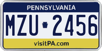 PA license plate MZU2456