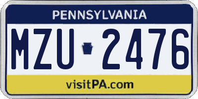 PA license plate MZU2476