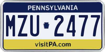 PA license plate MZU2477