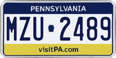 PA license plate MZU2489
