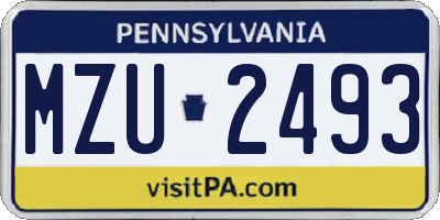 PA license plate MZU2493