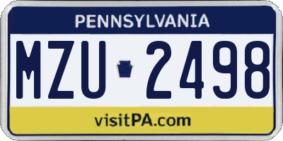 PA license plate MZU2498