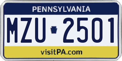 PA license plate MZU2501