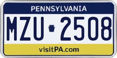PA license plate MZU2508