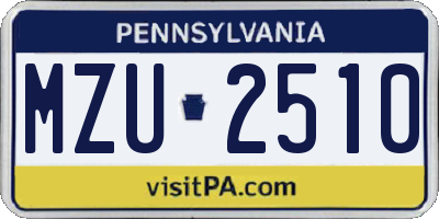 PA license plate MZU2510