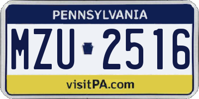 PA license plate MZU2516