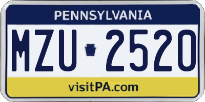 PA license plate MZU2520