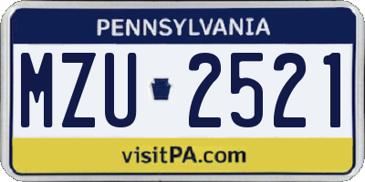 PA license plate MZU2521