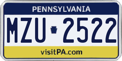 PA license plate MZU2522