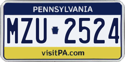 PA license plate MZU2524