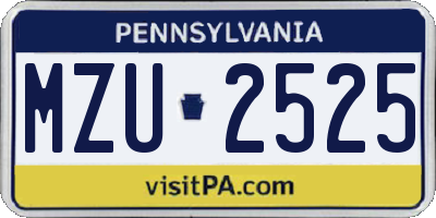 PA license plate MZU2525