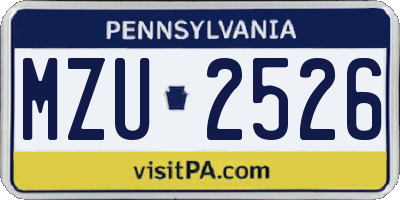 PA license plate MZU2526