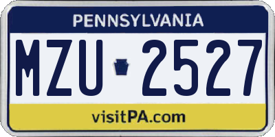 PA license plate MZU2527