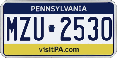 PA license plate MZU2530