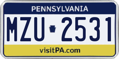PA license plate MZU2531