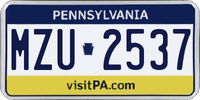 PA license plate MZU2537