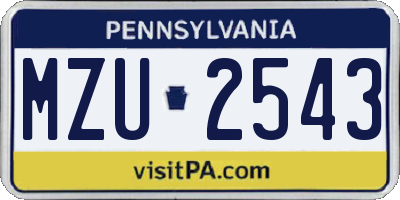 PA license plate MZU2543