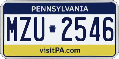 PA license plate MZU2546